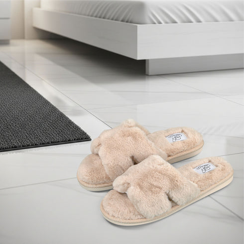 Faux Fur H Slipper - White